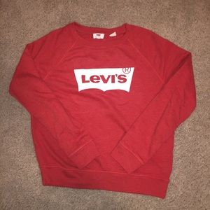 Levis red sweatshirt with white batwing